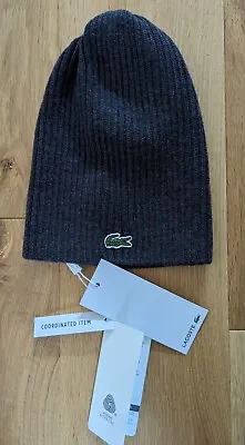 Lacoste Merino Wool Beanie. New With Tags. Grey • £28
