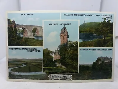 Vintage Multiview Postcard Stirling Wallace Monument Stirling Castle Forth 1950s • £4.75