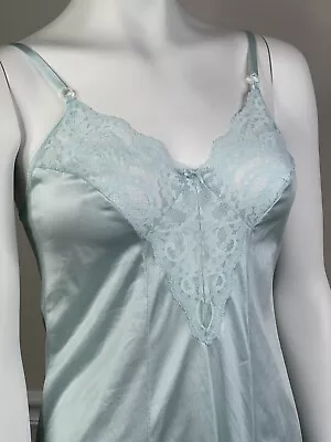 Maidenform Vtg  Sweet Nothings Blue Full Slip Dress  Nylon Lace Lingerie 32” • $29.95