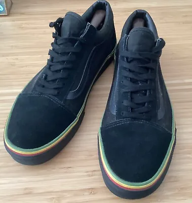 Vans Old Skool Rasta Black Canvas Black Suede Jamaica Color Around Men's 10 • $28