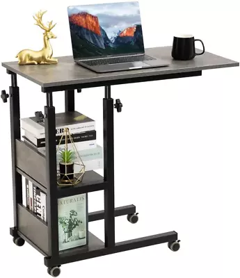 C Shaped Side Table Adjustable Height Adjustable C Table With Wheels And Storag • $126.99