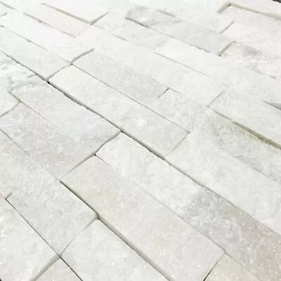 £1.49 • Buy Sample Of White & Cream Quartz 3D Split Face Wall Cladding Tiles & Stacked Stone
