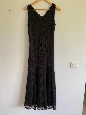 £5.99 • Buy Laura Ashley Long Lace Black Dress Size 14