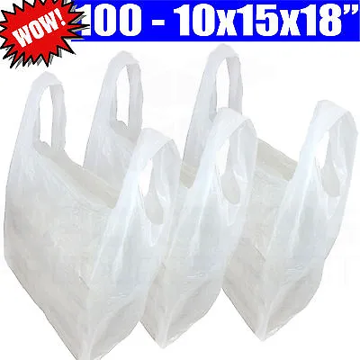 Plastic White Vest Carrier Bags For Shops/Stalls/Takeaways 10x15x18  • £3.15