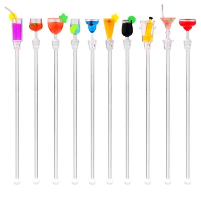 10Pcs/Set 9'' Acrylic Drink Stirrers For Juice Cocktail Swizzle Bars Sticks Gin • £8.04