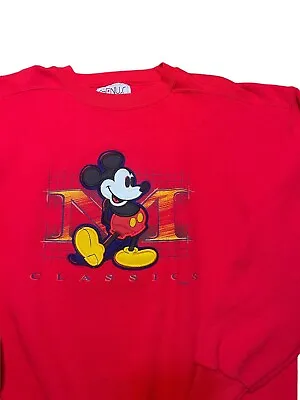 Vintage Mickey Mouse Red Crewneck Sweater Men’s XL Disney Pullover Made In USA • $15.99