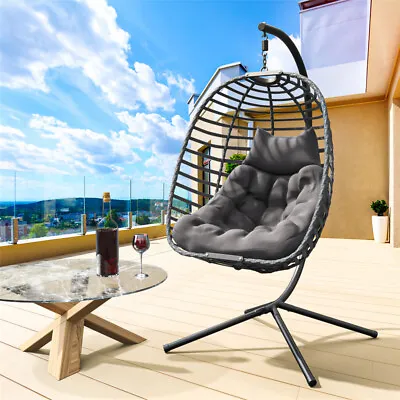$170.99 • Buy Swinging Egg Chair W/Stand Cushion Furniture Garden Balcony Patio Hanging Seat 