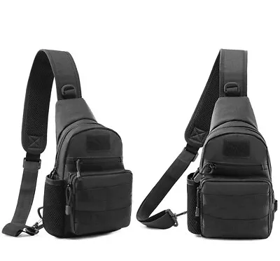 Men Tactical Shoulder Bag Messenger Sling Chest Pack Military Molle Backpack • £8.99