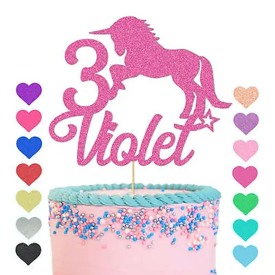 Unicorn Cake Topper Personalised Birthday Horse Cake Decoration Kids Child Girls • £2.83