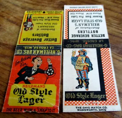 Vtg Lot Of 2  Heileman's Old Style Lager Beer  Matchbooks Beaver Dam Fox Lake • $9.99