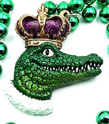 Alligator Royal Crown Mardi Gras Bead Necklace New Orleans Gator Krewe • $6.95