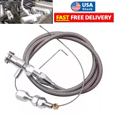 US STOCK 36  Long Car Throttle Cable Braided Stainless Steel Adjustable Kit • $29.99