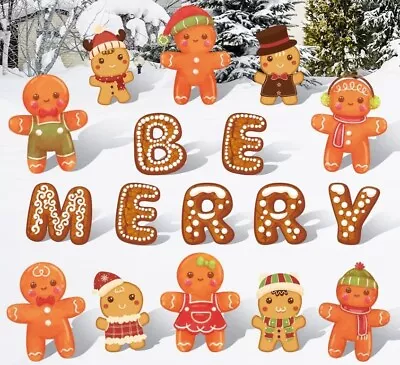 17 Pieces Christmas Gingerbread Yard Signs Be Merry Christmas Outdoor Lawn Sign • $24.99