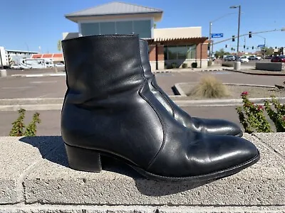 YSL Saint Laurent Wyatt Black Leather Boots (Size 43) • $475