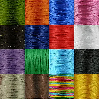 £2.50 • Buy 5m Of 3mm Satin Rattail Silk Cord Stunning - Many Colours Black Red Pink Green  
