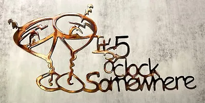 Its 5 O'clock Somewhere Martini Glasses Metal Wall Art Copper  Pltd  20  X 9  • $29.98