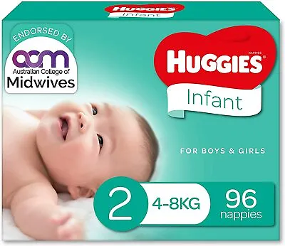 $50 • Buy Huggies Infant Nappies Size 2 (4-8kg) 96 Count