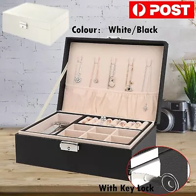 $16.98 • Buy Jewelry Organizer Case Box Holder Storage Earring Ring Velvet Display Leather AU