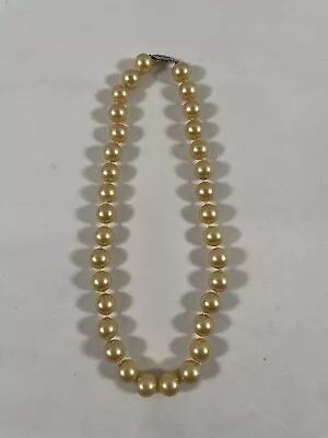 Vintage Faux Pearl Single Strand Necklace W/ Sterling Silver Clasp 18” • $21.33