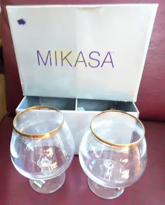 Set Of 2 Mikasa WHEATON Full Lead Crystal TS101 Brandy Snifters 5.75  W Germany • $26.40