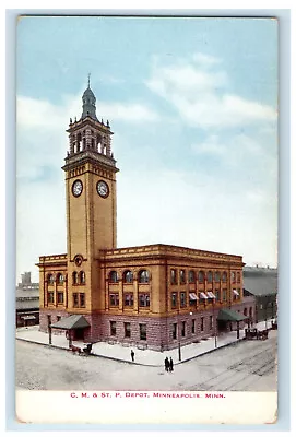 C1910 C.M. & St. P. Depot Minneapolis Minnesota MN Unposted Antique Postcard • $14.98