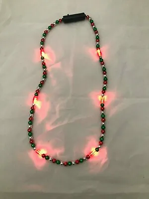 Christmas Necklace 36  With LED Lights And Red Green Silver Beads • $9.99