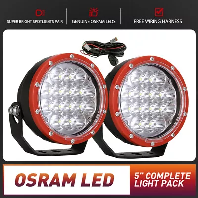 $72.99 • Buy Pair 5inch LED OSRAM Driving Lights SPOT BEAM Work Lamp Offroad 4x4 Black Round