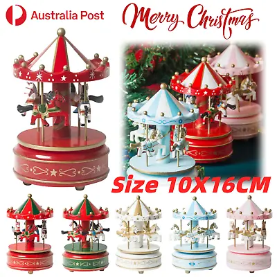 Christmas Carousel Music Box Merry GO Round  Home Xmas Decor Decoration Gift AU • $26.67