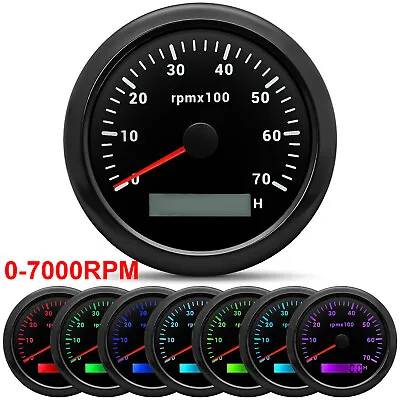 85MM 7 Colors LED Tachometer Gauge 0-7000 RPM Tacho For Car Truck Boat 9-36V • $26