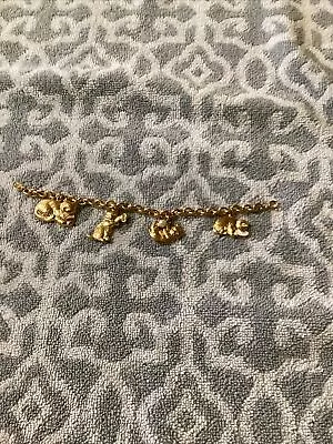 Avon Vintage Cat Bracelet Charm Gold Tone Dangle Rhinestone Signed 1980s  #466 • $25