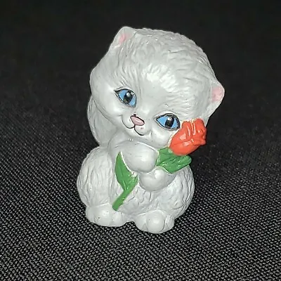 Hallmark Merry Miniature Valentine's Day Gray Kitten Kitty Cat With Red Rose • $3.75