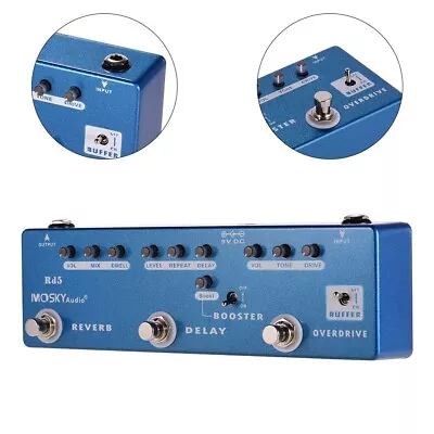 MOSKYAudio Overdrive Booster Reverb Delay Buffer Perfect For Guitarists • $133.96