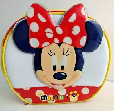 Disney Store Minnie Mouse Zip Pack Lunch Bag Red & Yellow With Polka Dots VGC • £7.99