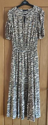 M&S Animal Print Waisted Midi Dress UK 12 Reg - New Small Fault! • £15.99