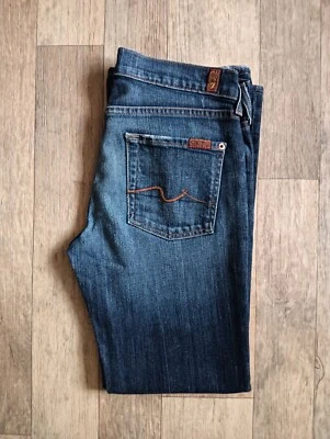7 Seven For All Mankind Blue Bootcut Jeans Distressed 30W 29L Made In USA • £26.99