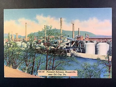 Postcard Oil City PA - Pennzoil Refinery Rouseville • $3