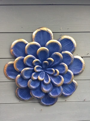 £9.95 • Buy Large Blue Garden Flower Decoration - Metal Wall Art - 38cm - Indoor Outdoor