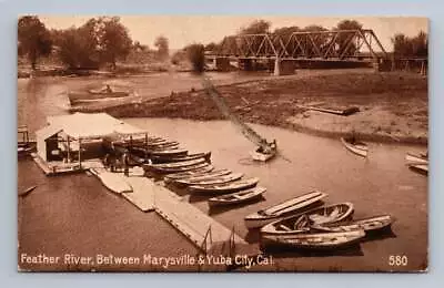 Feather River Boat House ~ Marysville & Yuba City California Postcard 1911 • $19.99