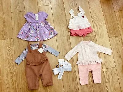 Baby Girl Bundle 0-3 Months Dress 3 Outfits Socks  Next Bluezoo Mothercare  BNWT • £7.50