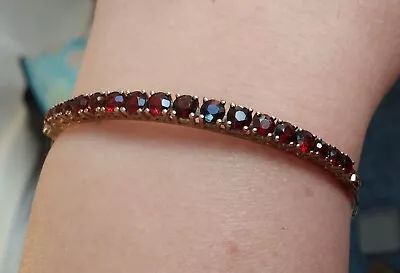 Vintage Bracelet Pyrope Natural Czech Garnet Gilding Silver 900 Women's Jewelry • $155