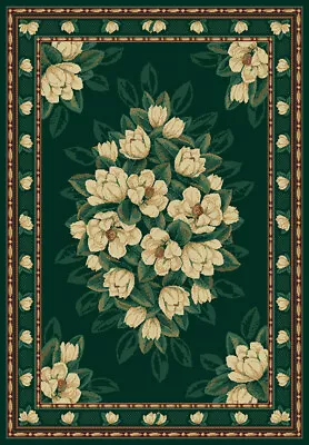 GREEN Floral MAGNOLIA 8X11 Area Rug TRADITIONAL Carpet : Approx 7' 10  X 10' 10  • $149