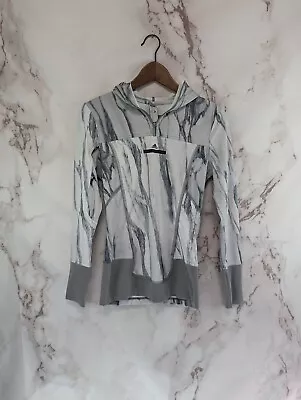 Adidas Stella McCartney Hoodie Womens Small Gray Marble Long Sleeve Pullover Zip • $44.85