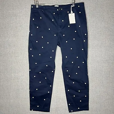 J.CREW Pants Women's 32 Blue Polka Dot Vintage Straight Leg Chino • $14.99