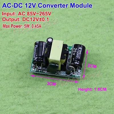 $2.26 • Buy AC-DC 12V Buck Converter AC 110V 220V 230V To DC 12V 5W Mini Power Supply Module