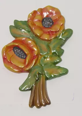 Vintage Chalkware Plaque With Poppies • $11.95