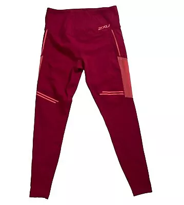 2XU Tights Adult Medium Red Mesh High Rise Yoga Activewear Yoga Gym Womens • $29.95