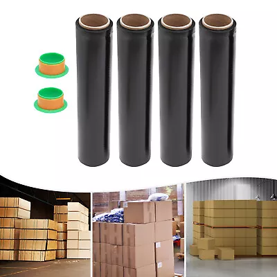 Plastic Wrap Stretch Film For Moving Shipping Packing 500mm X 320m 4 Roll Black • $56.05