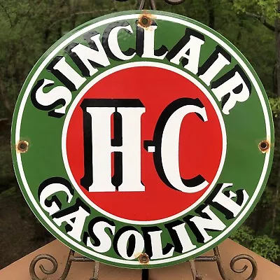 Vintage Sinclair Hc Gasoline Porcelain Gas Pump Advertising Sign • $29.99