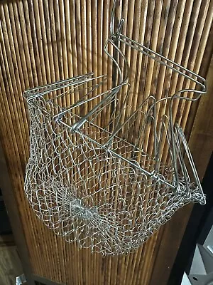 Vtg French Collapsible Wire Mesh Egg Basket Fruit Vegetable Farmhouse  • $8.99