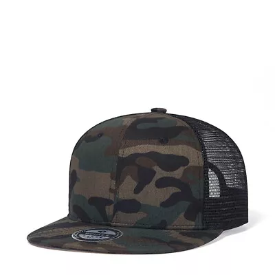 Mens Womens Camouflage Trucker Mesh Baseball Hat Hip Hop Breathable Snapback Cap • £8.79